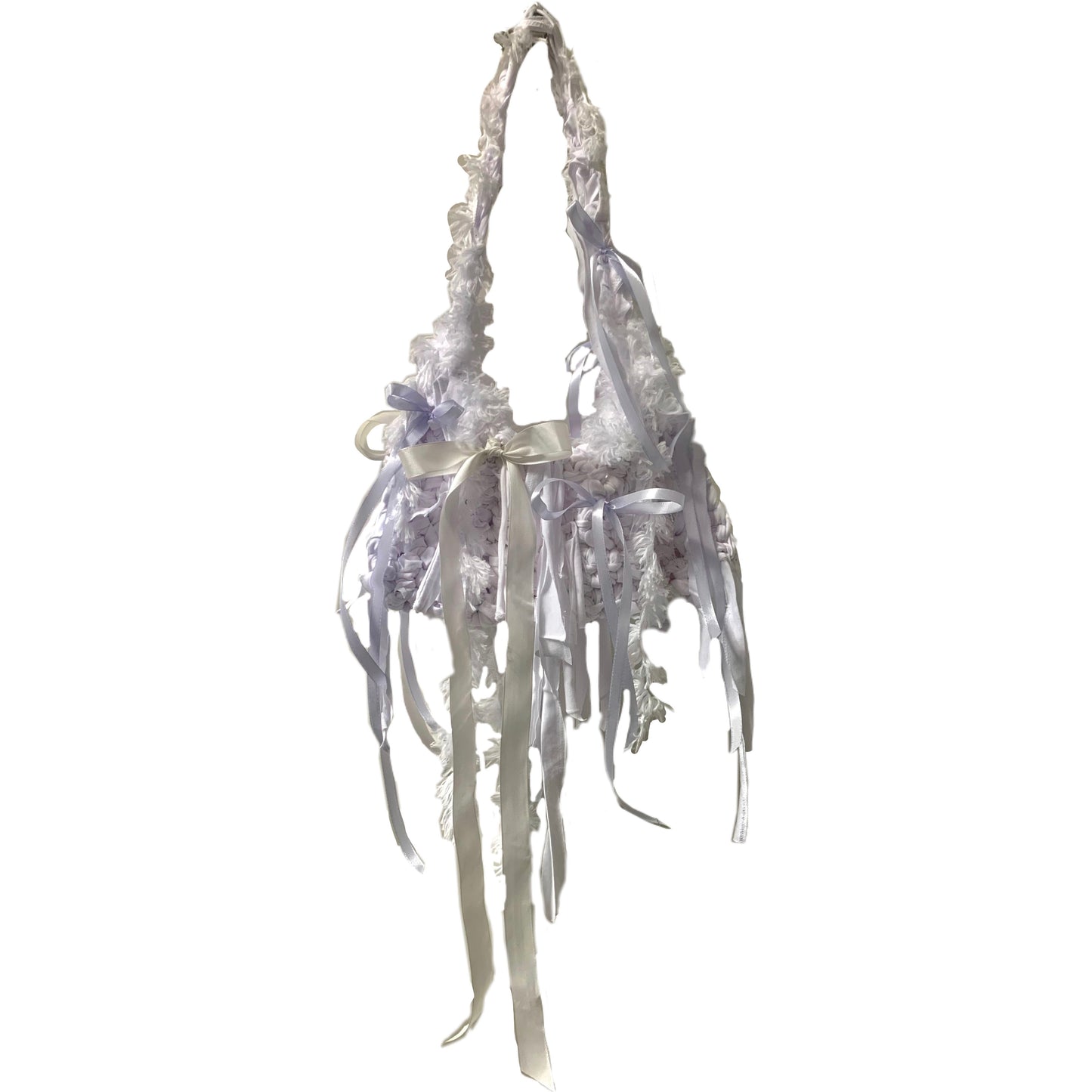 Violet and white bow bag