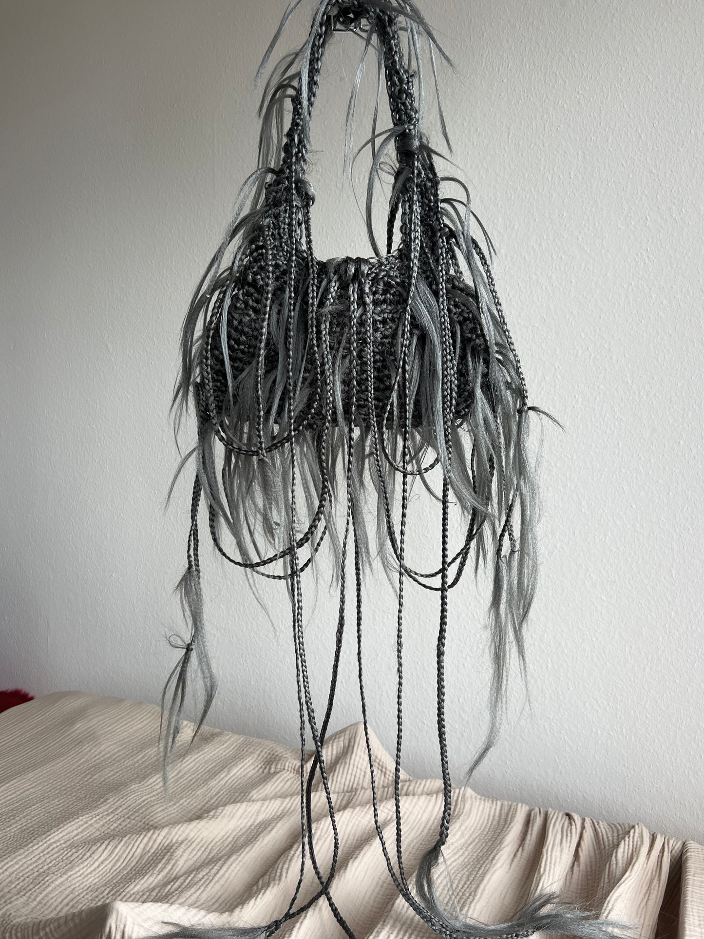 Monochrome grey hair bag