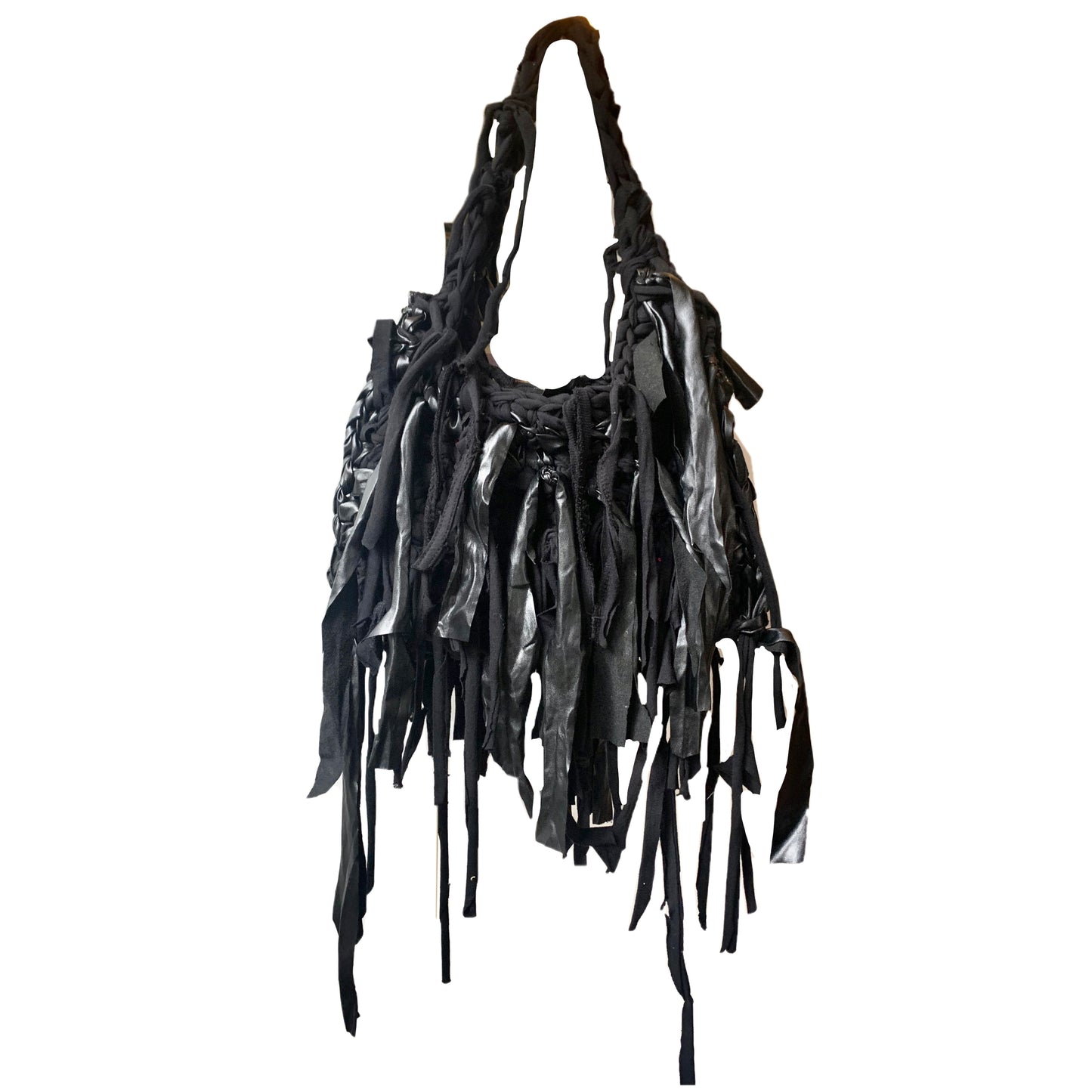 fuzzy black silk bag